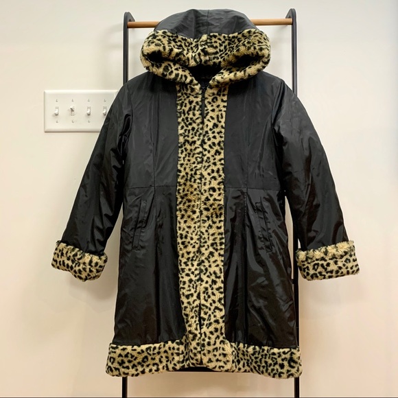 Faux Leopard Fur Trimmed Winter Coat - Girls - Picture 2 of 11